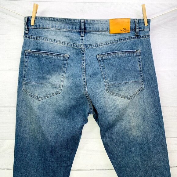 Smith & Mills Mens Slim Fit Jeans Stretch Denim Mid Rise Size 36 - Picture 8 of 13